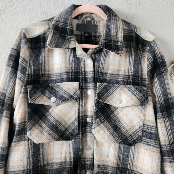 Blank NYC Plaid Wool Blend Shacket In Checked Out Oversize Grunge Retro Boho S - Picture 4 of 11